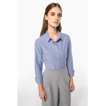 Camisa senhora manga comprida em oxford de tratamento fácil