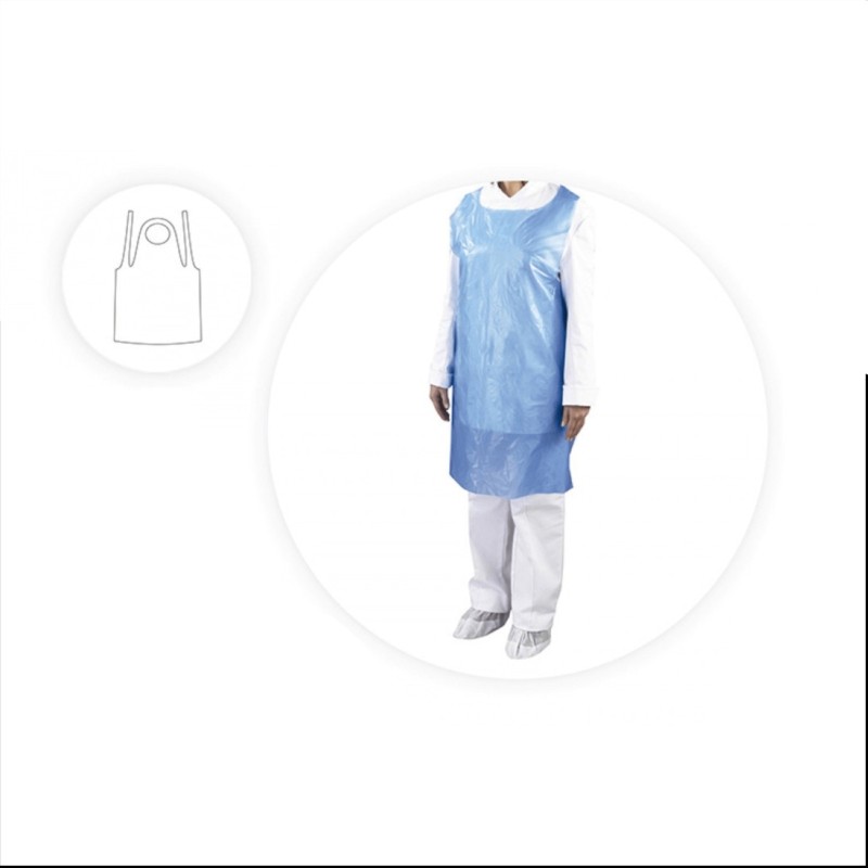 Avental em polietileno (PE) azul