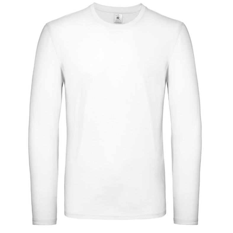 T-shirt branca de homem de manga comprida