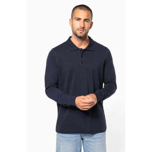 Polo piqué de homem cores de manga comprida