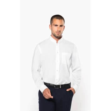 Camisa de homem com gola à padre de manga comprida