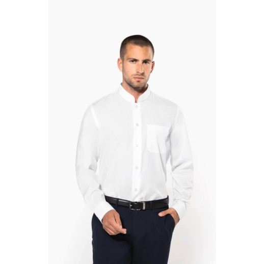 Camisa de homem com gola à padre de manga comprida