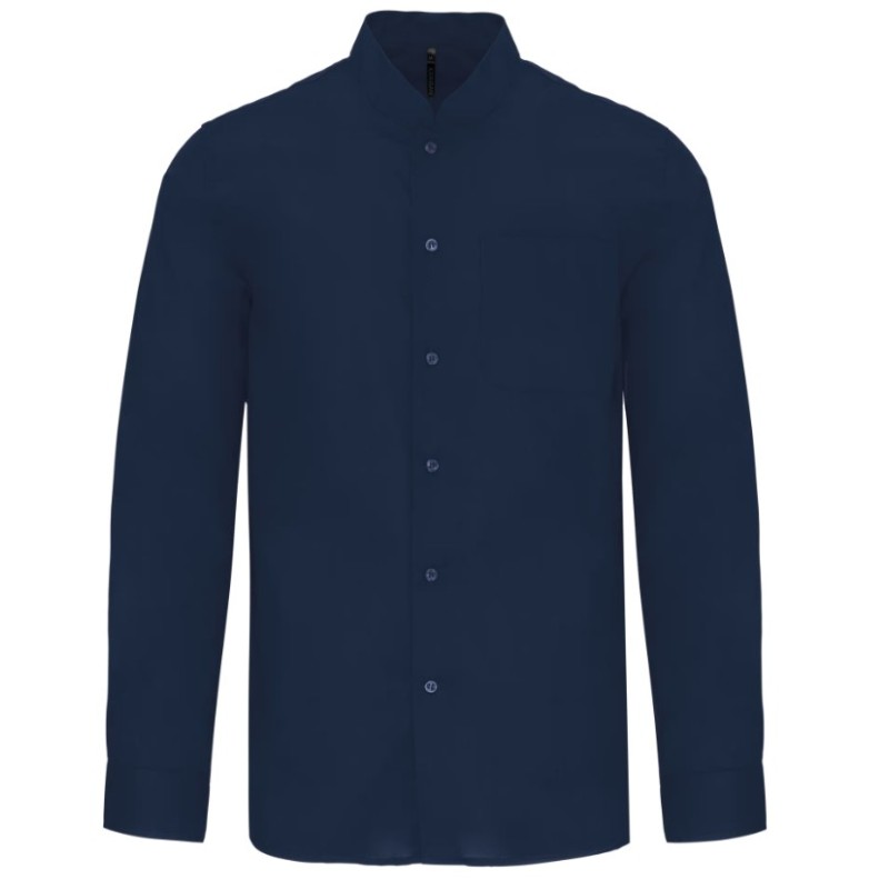 Camisa de homem com gola à padre de manga comprida