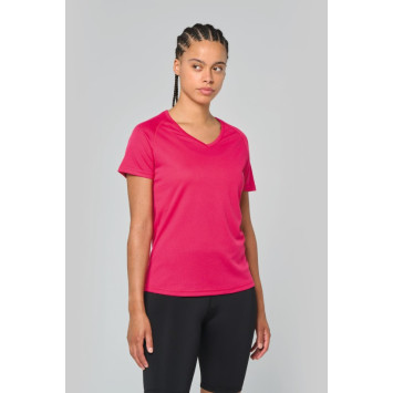T-shirt de desporto de senhora com decote V de manga curtaWhiteL