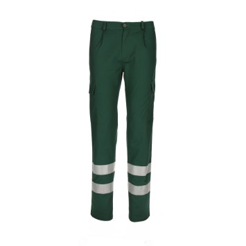 Calça multibolsos com fita refletora