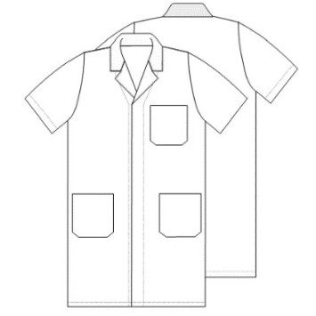 Bata industria unissexo manga curta com bolsos