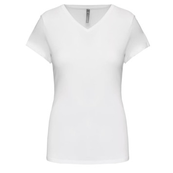 T-shirt de senhora decote V de manga curta