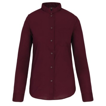 Camisa de senhora com gola à padre de manga comprida