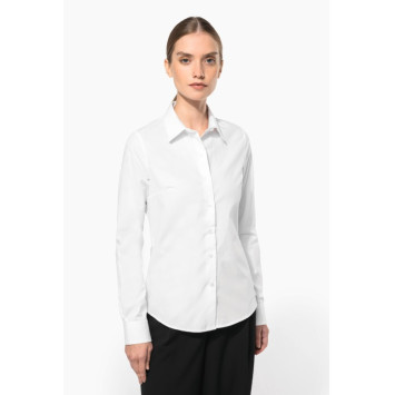 Camisa de senhora em popeline de manga comprida