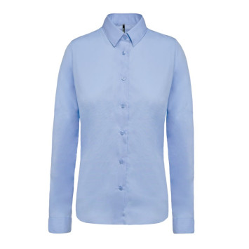 Camisa de senhora em popeline de manga comprida