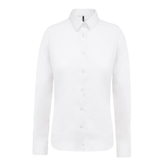 Camisa de senhora em popeline de manga comprida