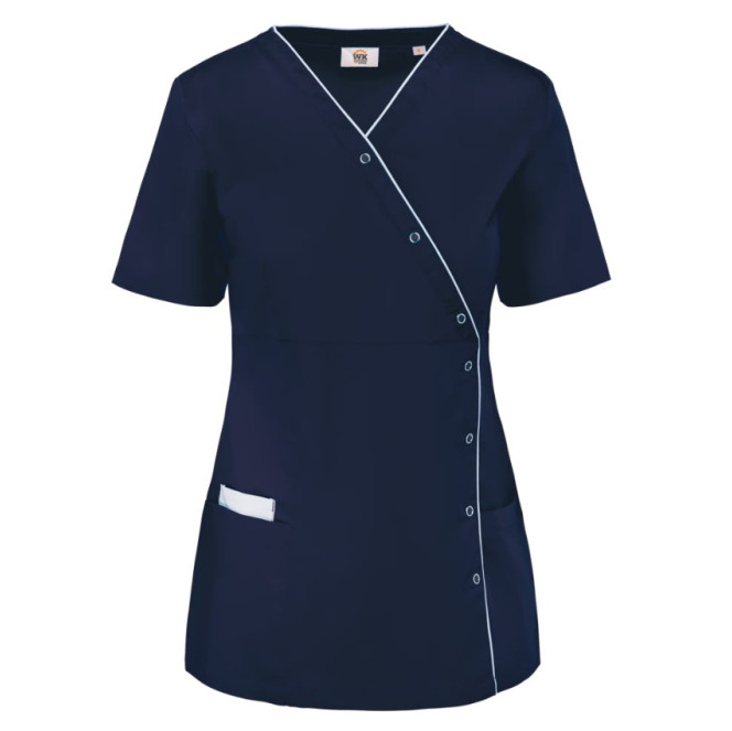 Bata poliéster / algodão com molas de pressão de senhora