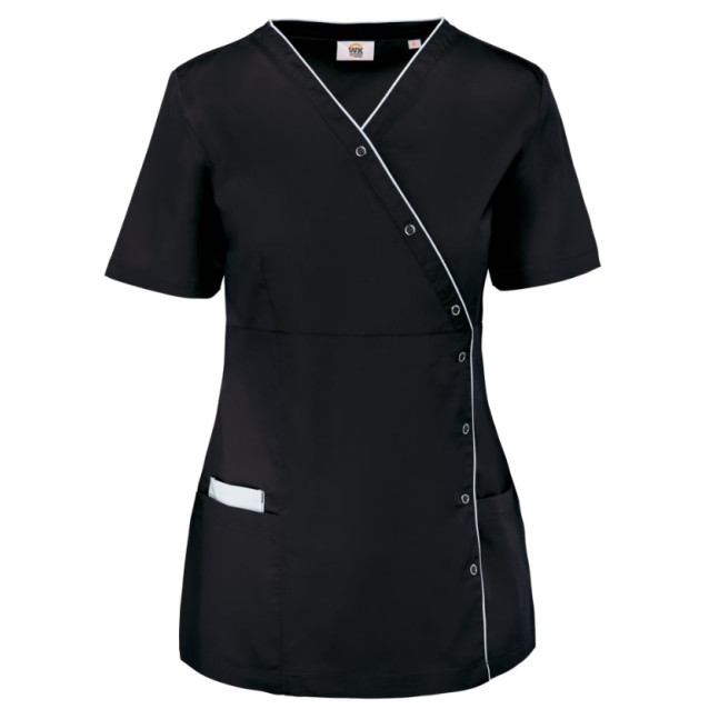 Bata poliéster / algodão com molas de pressão de senhora