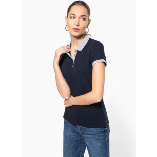 Polo de senhora piqué bicolor